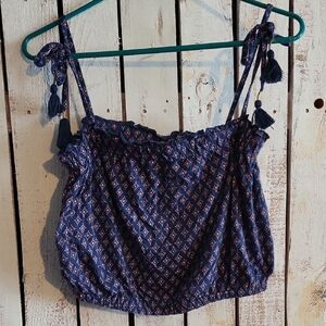 Lucky Brand Navy and Pink Patterned Tank Top